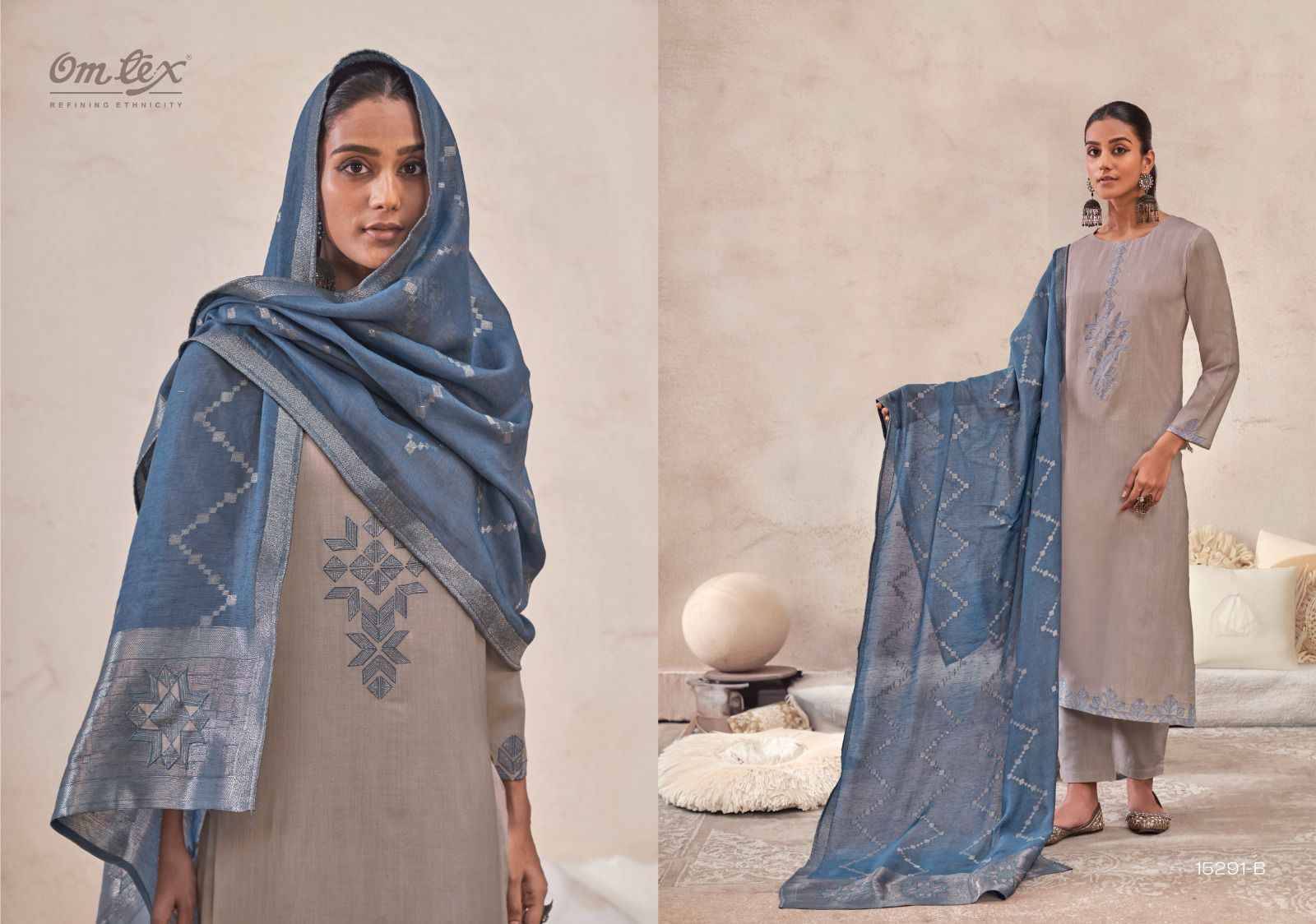 ZAROKHA 15291 Series By Om Tex Beautiful Festive Suits Stylish Colorful Fancy Casual Wear & Ethnic Wear MAL CHANDERI SILK DIGITAL Dresses At Wholesale Price